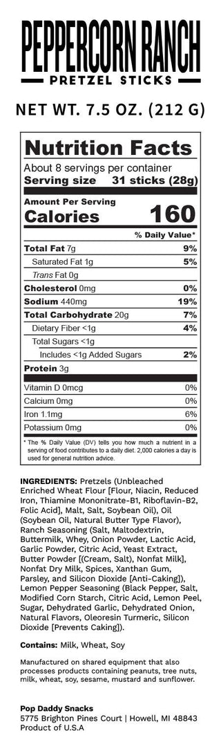 Pop Daddy Snacks - 7.5oz - Peppercorn Ranch