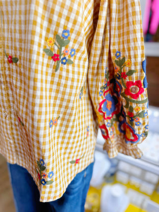 Lyric Check Garden Ivy Jane Top