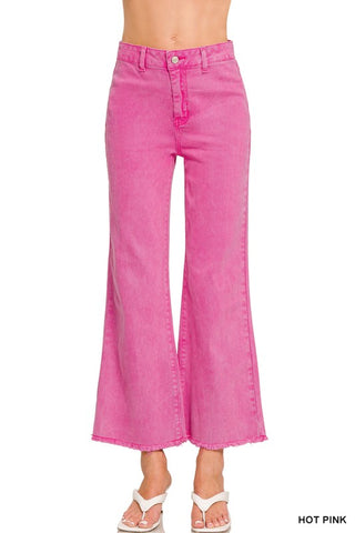 Tory Wide Leg Jeans in Hot Pink