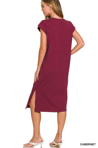 Barton Midi T-Shirt Dress Maroon