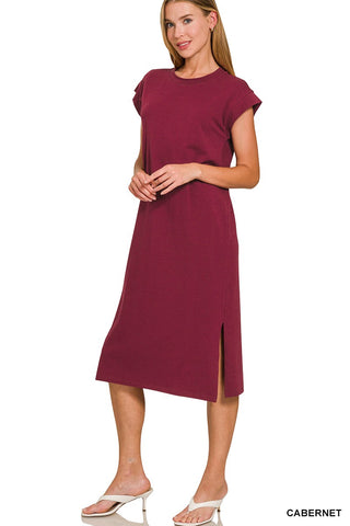 Barton Midi T-Shirt Dress Maroon
