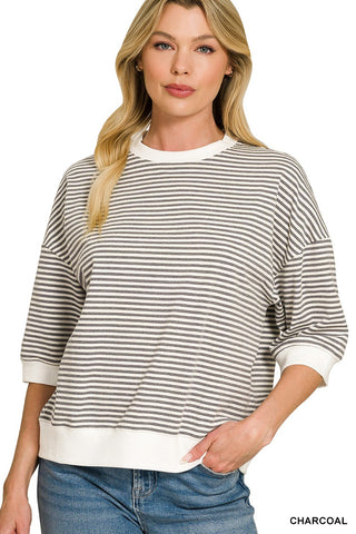 Jentry Striped Top Dusty Charcoal