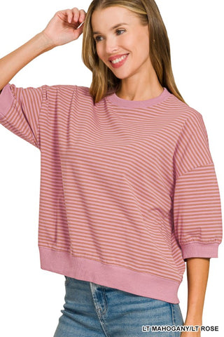 Jentry Striped Top Dusty Mahogany/Rose