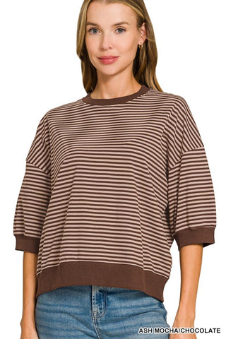 Jentry Striped Top Ash Mocha/Chocolate