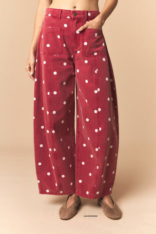 Larin Polka Dot Barrel Jeans