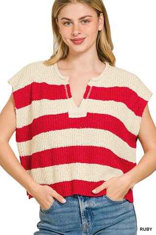 Georgia Sleeveless Sweater Red