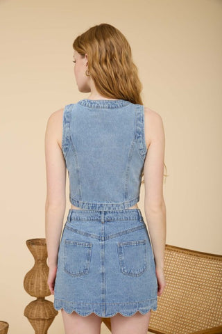 Kate Scalloped Denim Top