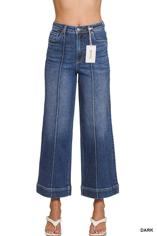Cappy Pintuck Wide Leg Crop Jean