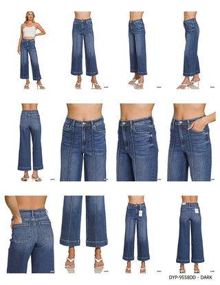 Cappy Pintuck Wide Leg Crop Jean