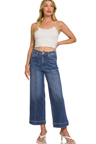 Cappy Pintuck Wide Leg Crop Jean