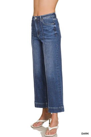 Cappy Pintuck Wide Leg Crop Jean