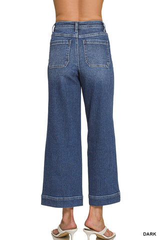 Cappy Pintuck Wide Leg Crop Jean