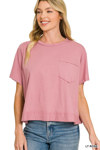 Dana Boxy Pocket Tee in Lt Rose