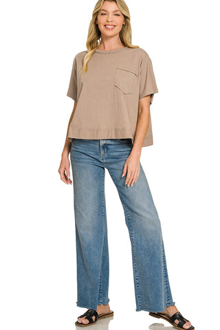 Dana Boxy Pocket Tee in Cocoa