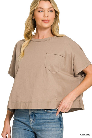 Dana Boxy Pocket Tee in Cocoa