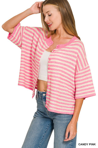 Lala Stripe Cardigan Pink