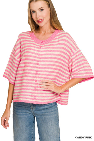 Lala Stripe Cardigan Pink