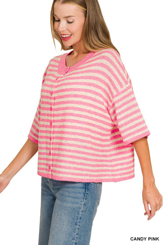 Lala Stripe Cardigan Pink