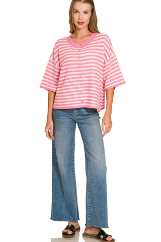 Lala Stripe Cardigan Pink