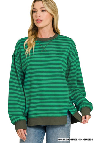 Jemma Striped Pullover Green