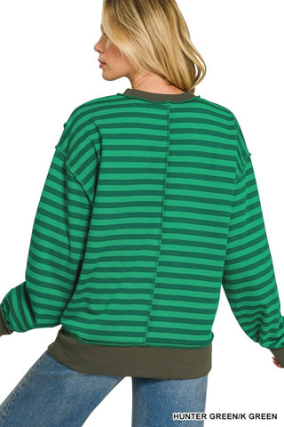 Jemma Striped Pullover Green
