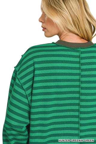 Jemma Striped Pullover Green