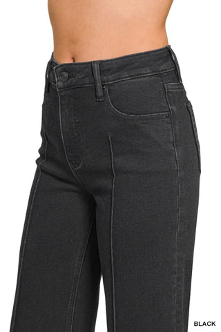 Cappy Pintuck Wide Leg Crop Black Jean