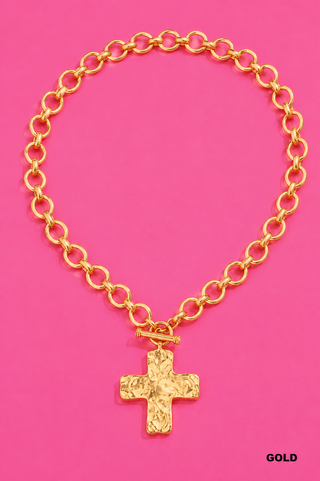 Hammered Cross Necklace