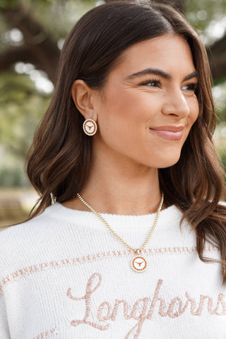 Texas Longhorns Pave Disc Stud Earrings