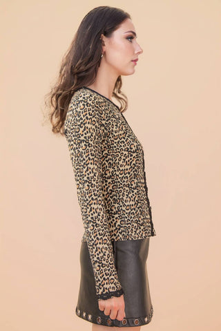 Rami Leopard Printed Lace Top