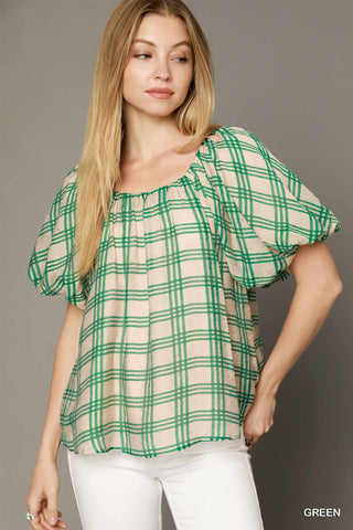 Foster Green Plaid Top