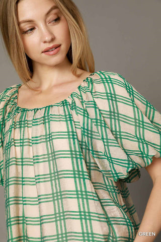 Foster Green Plaid Top