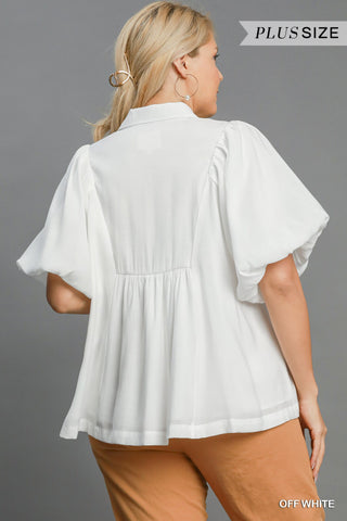Kaelynn Smocked Top White