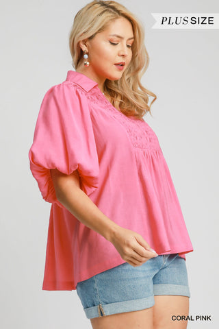 Kaelynn Smocked Top Pink