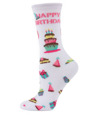 Happy Birthday Socks: White