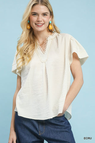 Sadie Loop Trim Blouse Cream