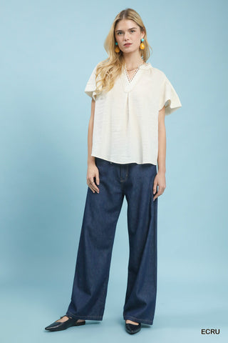 Sadie Loop Trim Blouse Cream