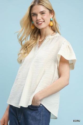Sadie Loop Trim Blouse Cream