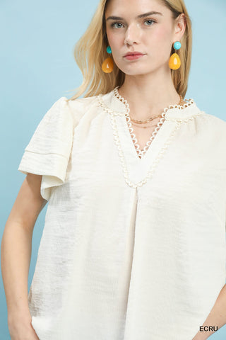 Sadie Loop Trim Blouse Cream