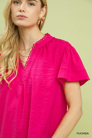 Sadie Loop Trim Blouse Pink