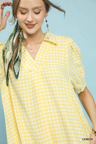 midi yellow gingham dress