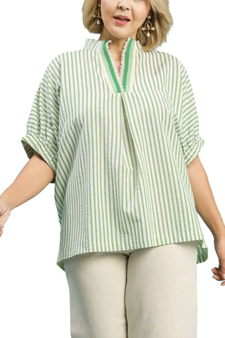 Chels Sage Striped Top