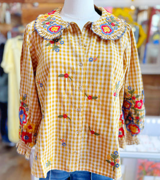 Lyric Check Garden Ivy Jane Top