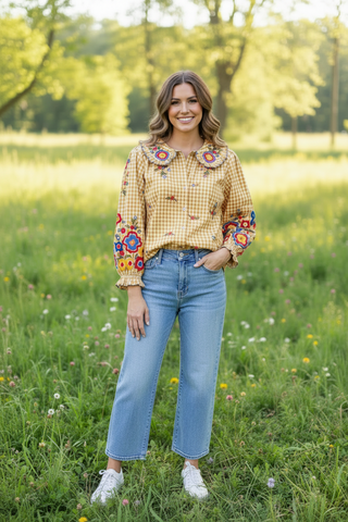 Lyric Check Garden Ivy Jane Top