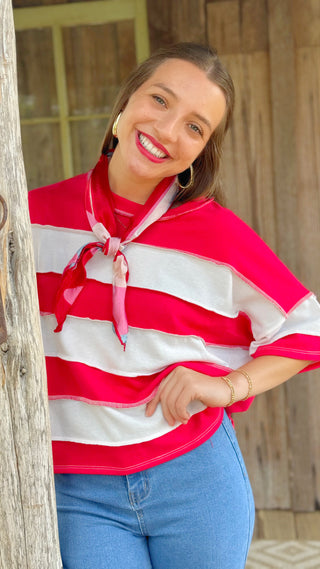 Miranda Stripe Top Red