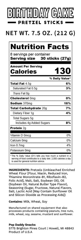 Pop Daddy Snack - 7.5oz - Birthday Cake