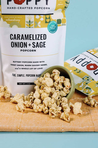 Caramelized Onion + Sage Poppy Popcorn