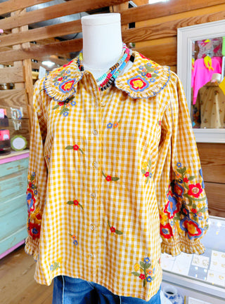 Lyric Check Garden Ivy Jane Top
