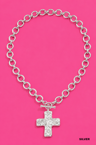 Hammered Cross Necklace