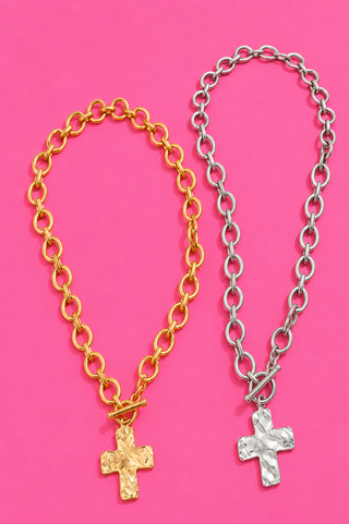 Hammered Cross Necklace